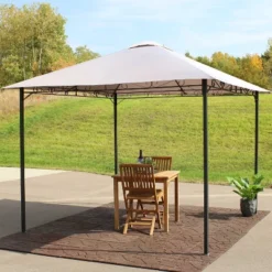 Sunnydaze Decor Sunnydaze Steel Open Gazebo With Weather-Resistant Polyester Fabric Top And Black Metal Frame For Backyard, Garden, Deck Or Patio - 10' X 10' - Gray -Sunnydaze Decor GUEST 826d5c78 b4eb 4d46 8c54 e33b6fca9f71