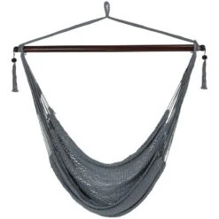 Sunnydaze Decor Sunnydaze Modern Boho-Style Soft-Spun Polyester Rope Hanging Caribbean XL Hammock Chair For Yard, Balcony, And Garden -Sunnydaze Decor GUEST 83d91ee0 cc51 4311 b5da b44c6a9b78df