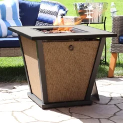 Sunnydaze Decor Sunnydaze Reykir Modern Smokeless Metal Outdoor Fire Pit With Tile Tabletop And Rafa Fabric Sides - 24" H