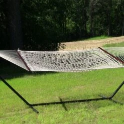 Sunnydaze Decor Sunnydaze Outdoor 2-Person Double Cotton Rope Hammock With Wood Spreader Bar And 15ft Black Steel Stand 9 Sunnydaze Decor Sunnydaze Outdoor 2-Person Double Cotton Rope Hammock With Wood Spreader Bar And 15ft Black Steel Stand -Sunnydaze Decor GUEST 84964301 cd48 441d b805 d249cf8ad56f