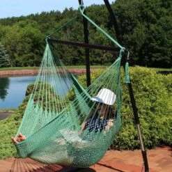 Sunnydaze Decor Sunnydaze Modern Boho-Style Soft-Spun Polyester Rope Hanging Caribbean XL Hammock Chair For Yard, Balcony, And Garden -Sunnydaze Decor GUEST 8538ab44 3bca 4536 9c58 e3e9afa5703c