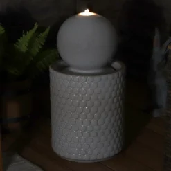 Sunnydaze Decor Sunnydaze Modern Orb On Circle-Pattern Base Ceramic Outdoor Fountain With LED Lights, Gray -Sunnydaze Decor GUEST 89c8b7f5 9fb6 4c22 b377 710f6258ee0b