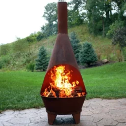 Sunnydaze Decor Sunnydaze Outdoor Backyard Patio Mexican Style Oxidized Steel Wood-Burning Fire Pit Chiminea - 6' - Rust
