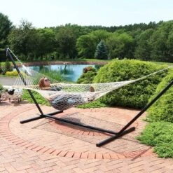 Sunnydaze Decor Sunnydaze Large Two-Person Double Wide 100% Cotton Rope Hammock With Spreader Bars For Patio And Backyard - 450 Lb Weight Capacity -Sunnydaze Decor GUEST 8c1aadaf 4002 420b 85bb 24b48230d076