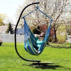 Sunnydaze Decor Sunnydaze Jumbo Extra Large Hanging Rope Hammock Chair Swing For Backyard And Patio - 330 Lb Capacity - Ocean Breeze -Sunnydaze Decor GUEST 8ebd487e 255f 4a48 8839 98beaf2860f3