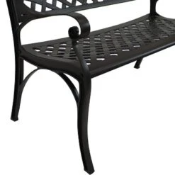 Sunnydaze Decor Sunnydaze 2-Person Checkered Design Cast Aluminum Outdoor Patio Bench, Black -Sunnydaze Decor GUEST 8ec27dba f691 4ccd b2a2 32a2836ff0b6