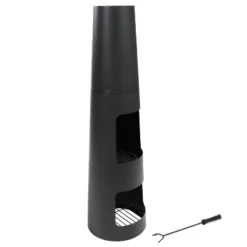 Sunnydaze Decor Sunnydaze Outdoor Backyard Heavy-Duty Steel Modern Wood-Burning Fire Pit Chiminea With Built-In Log Storage - 49" - Black -Sunnydaze Decor GUEST 91003039 79fd 472c 9d19 baf10238f4d7