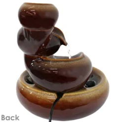 Sunnydaze Decor Sunnydaze Indoor Home Decorative Glazed Smooth Ceramic Tiered Vessels Tabletop Water Fountain - 10" - Brown -Sunnydaze Decor GUEST 910e8a58 f05f 4815 9b3d 11acbb6899c5
