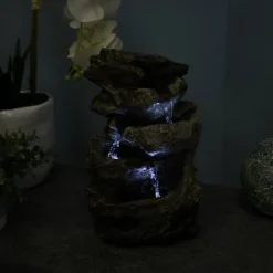 Sunnydaze Decor Sunnydaze Indoor Home Decorative Tiered Rock And Log Waterfall Tabletop Water Fountain With LED Lights - 10" -Sunnydaze Decor GUEST 9143abde 6334 4568 a4a7 a645fc33e004