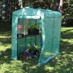 Sunnydaze Decor Sunnydaze Outdoor Portable Growing Rack Petite Deluxe Mini Walk-In Greenhouse With Roll-Up Door - 1 Shelf - Green -Sunnydaze Decor GUEST 95f013df eb54 4945 bf1d 96aa6027de18