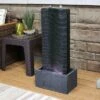 Sunnydaze Decor Sunnydaze 31"H Electric Polyresin Rippling Tower Column Outdoor Water Fountain With Lights