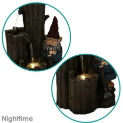 Sunnydaze Decor Sunnydaze 17"H Electric Polyresin Resting Gnome By Tiered Logs Outdoor Water Fountain With LED Light -Sunnydaze Decor GUEST 98abb898 8dc9 4d9f aacf c5c8f2e83a0e
