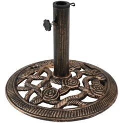 Sunnydaze Decor Sunnydaze Outdoor Heavy-Duty Cast Iron Decorative Rose Blossom Design Patio Yard Round Umbrella Base Stand - 16" -Sunnydaze Decor GUEST 99a3c1d9 b730 4957 a651 fa245e56f018