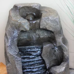 Sunnydaze Decor Sunnydaze Indoor Home Office Decorative Resin Stony Rock Waterfall Tabletop Water Fountain - 11" - Gray -Sunnydaze Decor GUEST 9a493335 993d 47dd 9c6d 70bcb7855d54