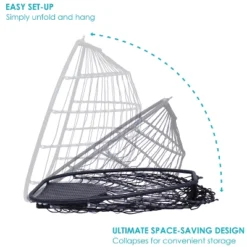 Sunnydaze Decor Sunnydaze Outdoor Resin Wicker Patio Oliver Lounge Hanging Basket Egg Chair Swing With Cushions And Headrest - Gray - 2pc -Sunnydaze Decor GUEST 9aea5a7a 5ccf 47ed 8fbb fb42b2e46128
