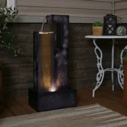 Sunnydaze Decor Sunnydaze 32"H Electric Metal Cascading Tower Outdoor Water Fountain With LED Lights -Sunnydaze Decor GUEST 9aedf12b 5ff9 4464 93ea ab50324825b4