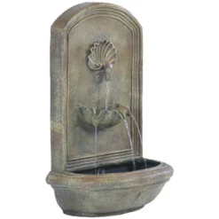Sunnydaze Decor Sunnydaze 27"H Solar Only Polystone Seaside Outdoor Wall-Mount Water Fountain -Sunnydaze Decor GUEST 9e39b3f5 05e6 451e b53c 9ecce23575d3