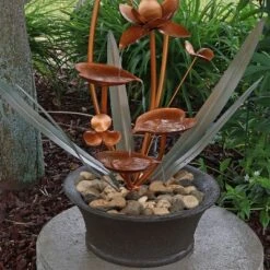 Sunnydaze Decor Sunnydaze 28"H Electric Polyresin Copper-Look Flower Blossoms Outdoor Water Fountain -Sunnydaze Decor GUEST 9e7388ed ee3e 4e44 b56e dec83c5c57fe