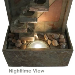 Sunnydaze Decor Sunnydaze 48"H Electric Natural Slate And Copper Accents Descending Staircase Outdoor Water Fountain With LED Light -Sunnydaze Decor GUEST 9f019791 3fc1 4720 8763 6bedb71164f5
