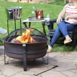Sunnydaze Decor Sunnydaze Outdoor Camping Or Backyard Large Round Cauldron Fire Pit Bowl With Log Poker And Spark Screen - 29" -Sunnydaze Decor GUEST 9f5bde51 bf10 4fed ac7e f725da595e62