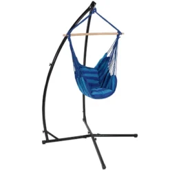 Sunnydaze Decor Sunnydaze Double Cushion Hanging Rope Hammock Chair Swing With X-Stand For Backyard Or Patio - 250 Lb Weight Capacity -Sunnydaze Decor GUEST a1be208e fefd 4cbf b0d5 32bc19125feb