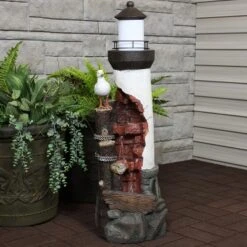 Sunnydaze Decor Sunnydaze 36"H Electric Polyresin Gull's Cove Lighthouse Outdoor Water Fountain With LED Light -Sunnydaze Decor GUEST a310b993 790b 482b 8ee3 f5b4e1fe9bb1