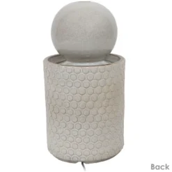 Sunnydaze Decor Sunnydaze Modern Orb On Circle-Pattern Base Ceramic Outdoor Fountain With LED Lights, Gray -Sunnydaze Decor GUEST a536c157 76cb 43a5 9cbb e7c1fbbd6e7f