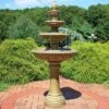 Sunnydaze Decor Sunnydaze 65"H Electric Resin And Concrete 4-Tier Eggshell Edge Outdoor Water Fountain With LED Lights
