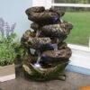 Sunnydaze Decor Sunnydaze Indoor Decorative Calming 5-Step Rock Falls Waterfall Tabletop Water Fountain With LED Lights - 14"