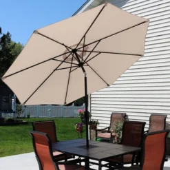 Sunnydaze Decor Sunnydaze Outdoor Aluminum Patio Table Umbrella With Polyester Canopy And Push Button Tilt And Crank - 9' -Sunnydaze Decor GUEST a6f4f9d7 09c3 460d 82ba ef6e6b2cdeed