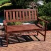 Sunnydaze Decor Sunnydaze Outdoor Meranti Wood With Teak Oil Finish Modern Rustic Wooden 2-Person Bench Seat - Brown