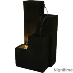 Sunnydaze Decor Sunnydaze Indoor Home Office Polyresin Faux Wooden Tiered Columns Tabletop Fountain With LED Lights - 13" -Sunnydaze Decor GUEST a79760aa a6fb 43a5 849a 4cc000bae782