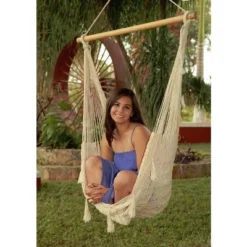 Sunnydaze Decor Sunnydaze Cotton/Nylon Outdoor Mayan Hammock Chair With Adjustable Stand - 330 Lb Weight Capacity - Natural -Sunnydaze Decor GUEST a7b8c13a 80c9 40cb 9960 fad61b66cdc8