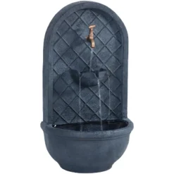 Sunnydaze Decor Sunnydaze 26"H Solar-Powered With Battery Pack Polystone Messina Outdoor Wall-Mount Water Fountain -Sunnydaze Decor GUEST a8461250 6754 414e bf89 10d7a20d22da