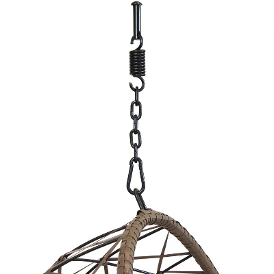 Sunnydaze Decor Sunnydaze Outdoor Resin Wicker Patio Lorelei Hanging Basket Egg Chair Swing With Cushions And Headrest - Beige - 2pc 2 Sunnydaze Decor Sunnydaze Outdoor Resin Wicker Patio Lorelei Hanging Basket Egg Chair Swing With Cushions And Headrest - Beige - 2pc - Image 2