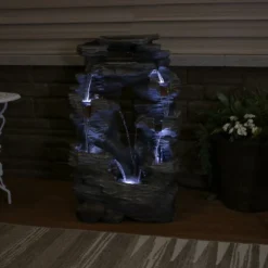 Sunnydaze Decor Sunnydaze 39"H Electric Polyresin And Fiberglass Dual Cascading Falls Outdoor Water Fountain With LED Lights -Sunnydaze Decor GUEST af9dcfe1 988a 4ef9 8388 55cd35c2ea88