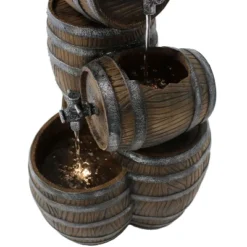Sunnydaze Decor Sunnydaze 29"H Electric Polyresin Stacked Whiskey Barrel Outdoor Water Fountain With LED Lights -Sunnydaze Decor GUEST b0999567 1a0e 48e0 a83f e6fe0aa080c9