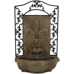 Sunnydaze Decor Sunnydaze 33"H Electric Polystone French Lily Design Outdoor Wall-Mount Water Fountain -Sunnydaze Decor GUEST b280e912 927f 4f65 8ff5 31627d31267c 1