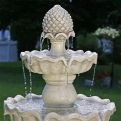 Sunnydaze Decor Sunnydaze 51"H Electric Polyresin And Fiberglass 3-Tier Pineapple Top Outdoor Water Fountain -Sunnydaze Decor GUEST b2f4bf52 e762 4a5e bb11 c55660ca8123