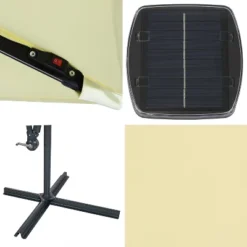 Sunnydaze Decor Sunnydaze Outdoor Steel Cantilever Offset Patio Umbrella With Solar LED Lights, Air Vent, Crank, And Base - 9' -Sunnydaze Decor GUEST b34c36c5 f59f 4706 a55c fca0bcc5c9f5