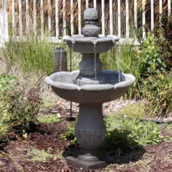Sunnydaze Decor Sunnydaze 50"H Electric Fiberglass Reinforced Concrete 2-Tier French Garden Design Outdoor Water Fountain, Dusty Gray -Sunnydaze Decor GUEST b7d0d340 7702 48e4 a759 40a007165877