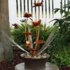 Sunnydaze Decor Sunnydaze 28"H Electric Polyresin Copper-Look Flower Blossoms Outdoor Water Fountain