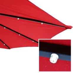 Sunnydaze Decor Sunnydaze Solar Outdoor Half Patio Umbrella With LED Lights And Crank - 9' -Sunnydaze Decor GUEST b9d924aa 2e5f 43f2 a349 84a033e9930e