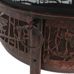 Sunnydaze Decor Sunnydaze Outdoor Camping Or Backyard Steel Northwoods Fishing Fire Pit With Spark Screen - 30" - Bronze -Sunnydaze Decor GUEST b9ef0a35 0a17 45dd b409 0795e9631ca9