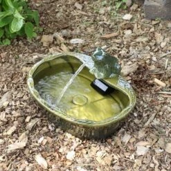 Sunnydaze Decor Sunnydaze Outdoor Solar Powered Ceramic Spitting Frog Water Fountain With Submersible Pump - 7" - Green -Sunnydaze Decor GUEST bbeaebc5 6398 4f1d 943c a4f62339163d