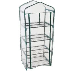 Sunnydaze Decor Sunnydaze Outdoor Portable Growing Rack 4-Tier Greenhouse With Roll-Up Door - 4 Shelves - Clear -Sunnydaze Decor GUEST be72259f 2cf5 4eaa b668 67cb72cce9b5
