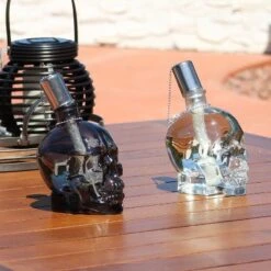 Sunnydaze Decor 15 Sunnydaze Decor Sunnydaze Grinning Skull Glass Tabletop Torches - Clear And Black