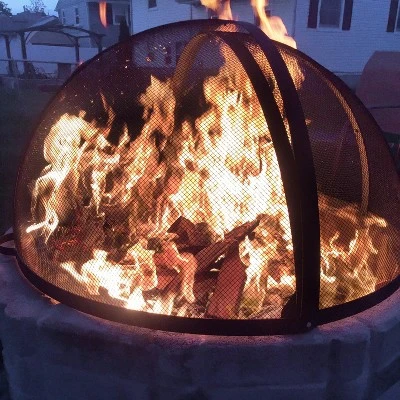 Sunnydaze Decor Sunnydaze Outdoor Heavy-Duty Steel Mesh Round Easy-Opening Camp Fire Pit Spark Screen Lid With Hinged Door - Black 2 Sunnydaze Decor Sunnydaze Outdoor Heavy-Duty Steel Mesh Round Easy-Opening Camp Fire Pit Spark Screen Lid With Hinged Door - Black - Image 2