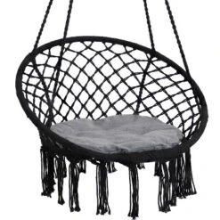 Sunnydaze Decor Sunnydaze Indoor/Outdoor Cotton Rope Hammock Chair Bohemian Macrame Hanging Netted Swing With Mounting Hardware, Seat Cushion, And Tassels -Sunnydaze Decor GUEST c296c255 6925 40ce bc2b 94cc5cc96ad8