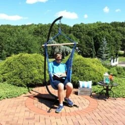 Sunnydaze Decor Sunnydaze Double Cushion Hanging Rope Hammock Chair Swing With C-Stand - 265 Lb. Weight Capacity -Sunnydaze Decor GUEST c3000738 c850 4f1d 99f0 319550728fcc